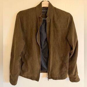 Zara Men's Olive Brown Faux Suede Jacket